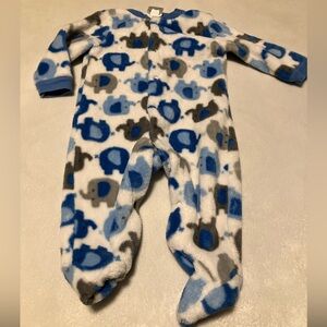 Baby Gear Elephant Print Footie - Blue, Gray, White